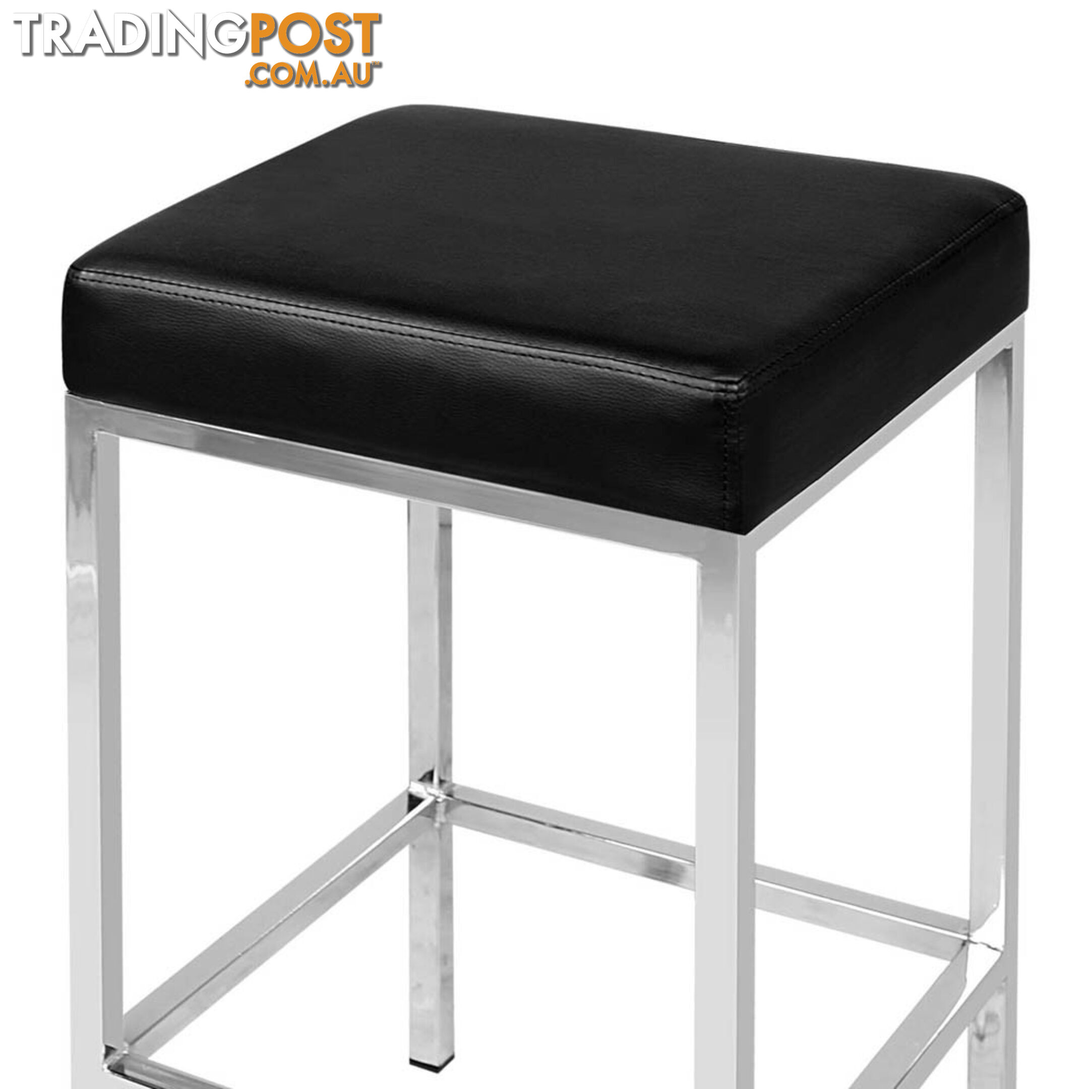 Set of 2 PU Leather Kitchen Bar Stool Black