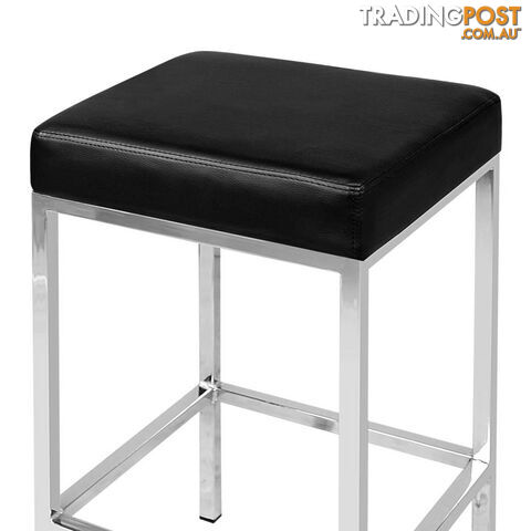 Set of 2 PU Leather Kitchen Bar Stool Black