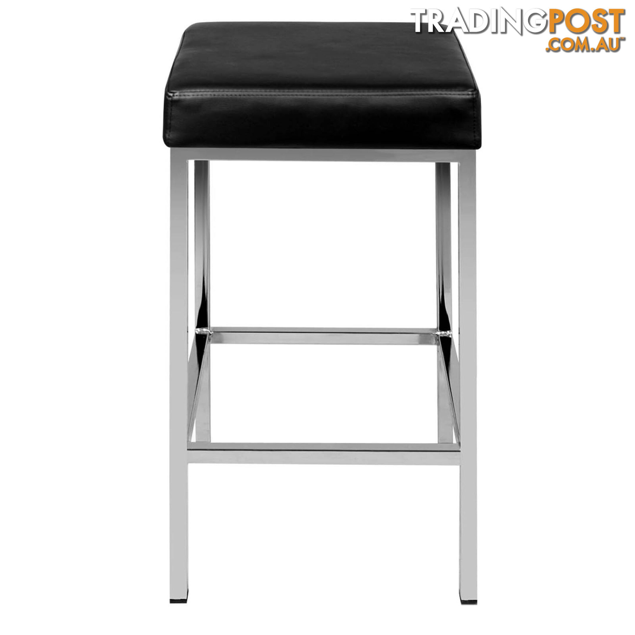 Set of 2 PU Leather Kitchen Bar Stool Black