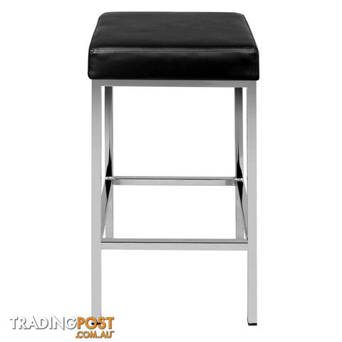 Set of 2 PU Leather Kitchen Bar Stool Black