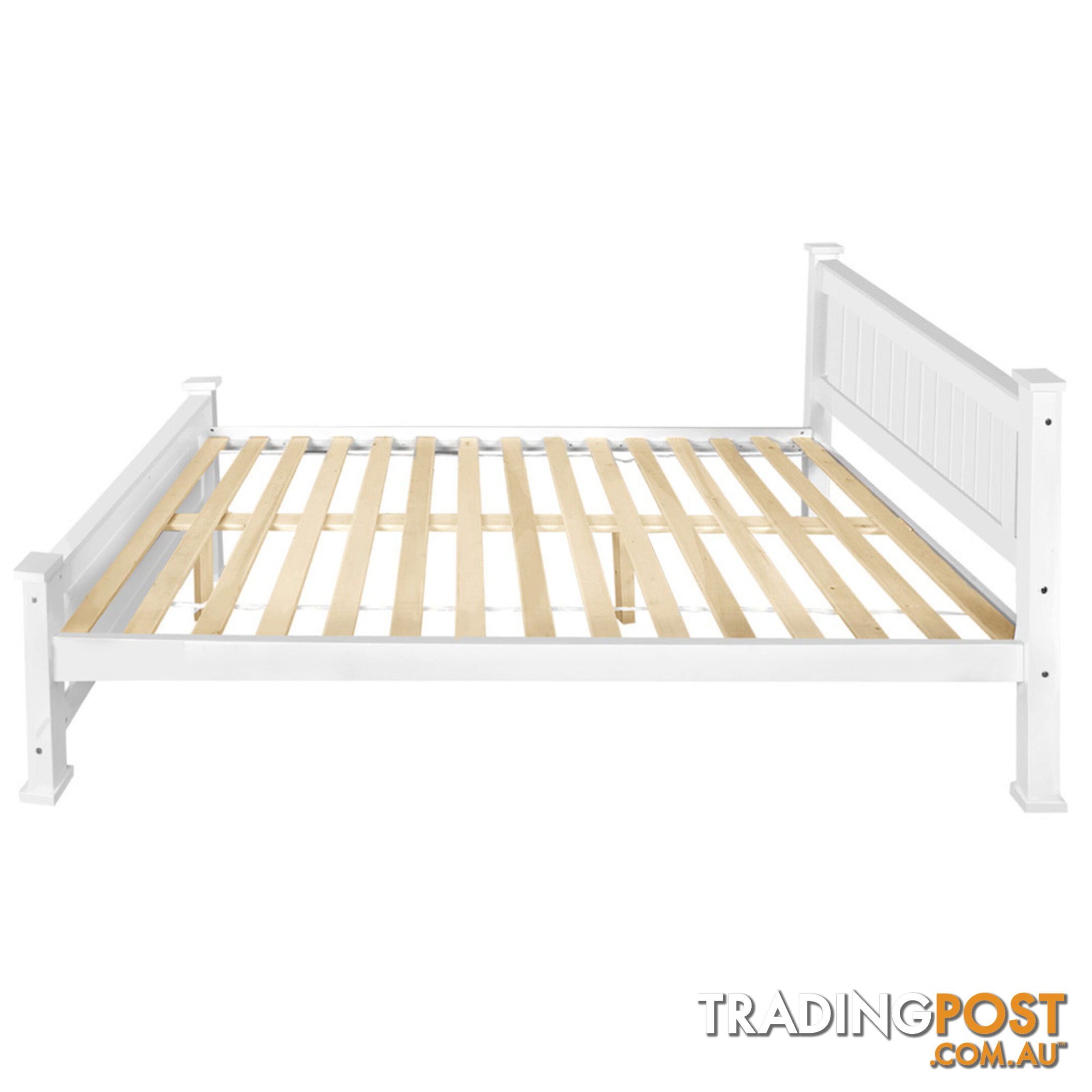 Wooden Bed Frame Pine Wood Single White