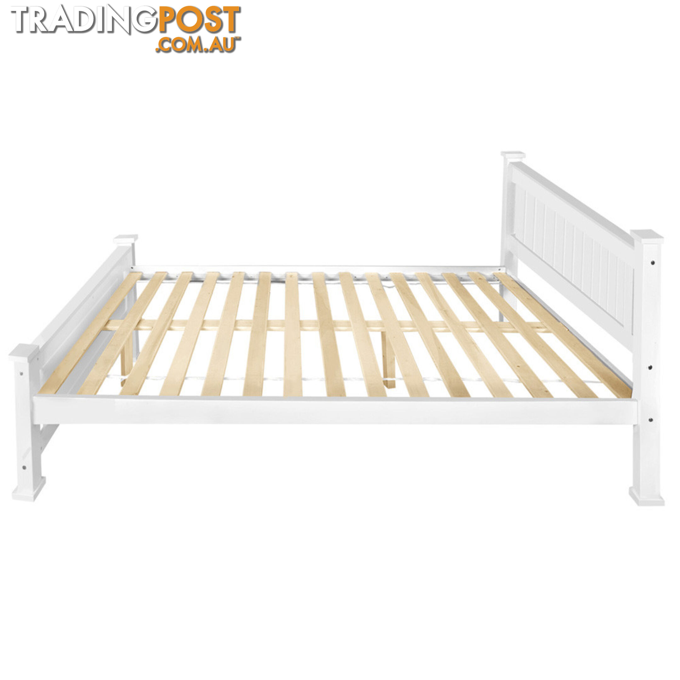 Wooden Bed Frame Pine Wood Single White