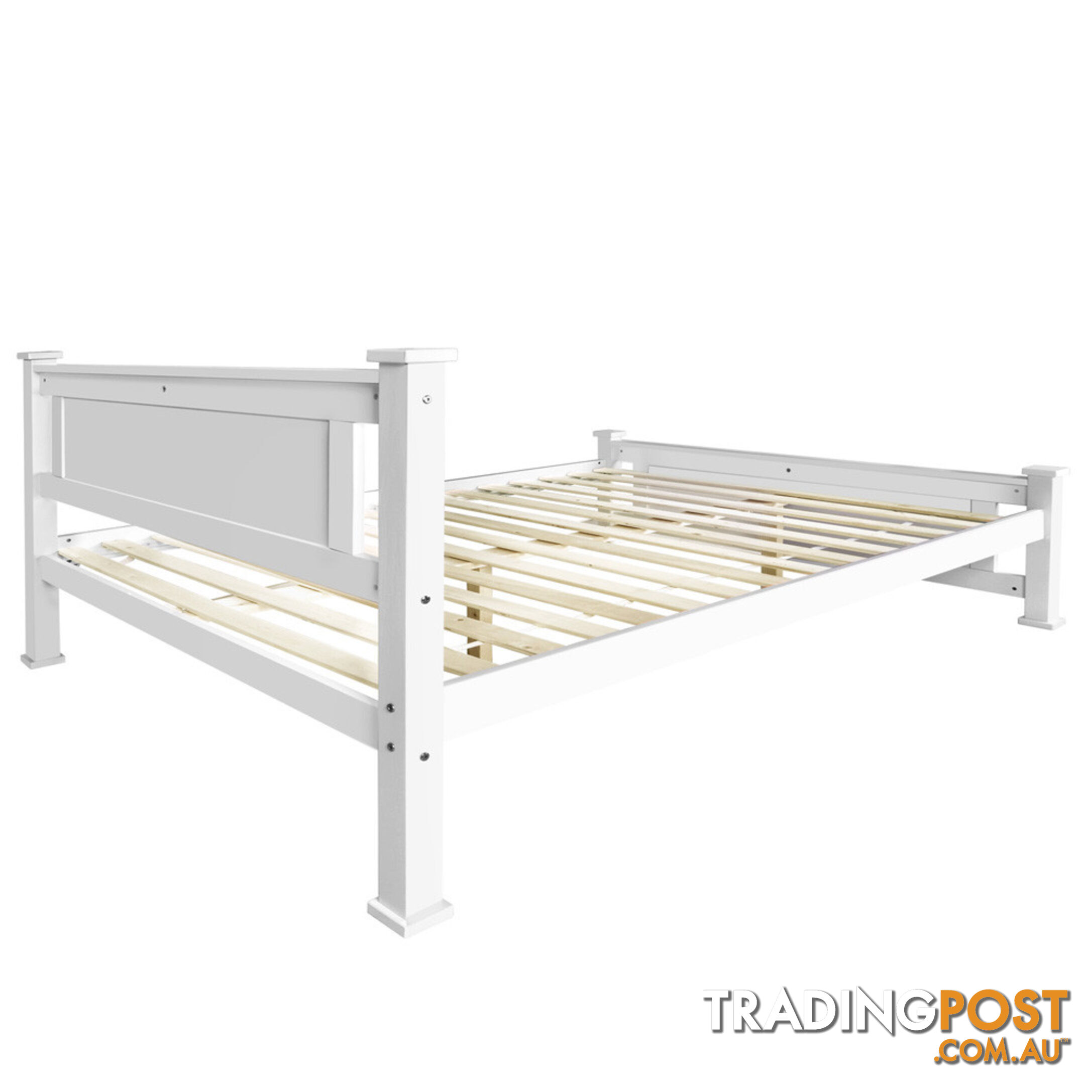 Wooden Bed Frame Pine Wood Single White