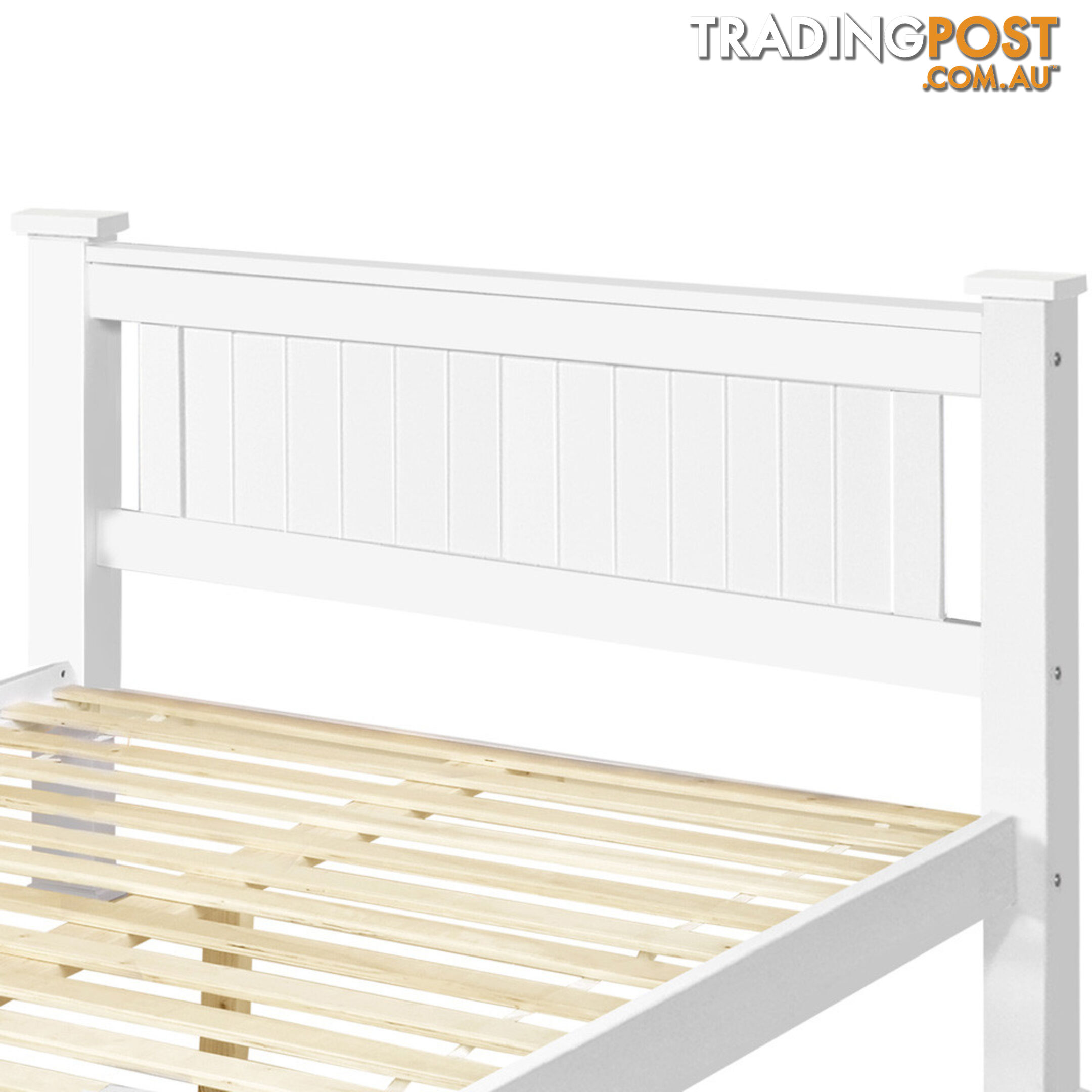 Wooden Bed Frame Pine Wood Single White