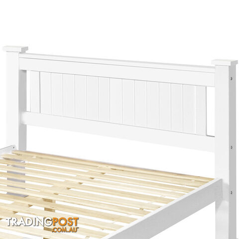 Wooden Bed Frame Pine Wood Single White