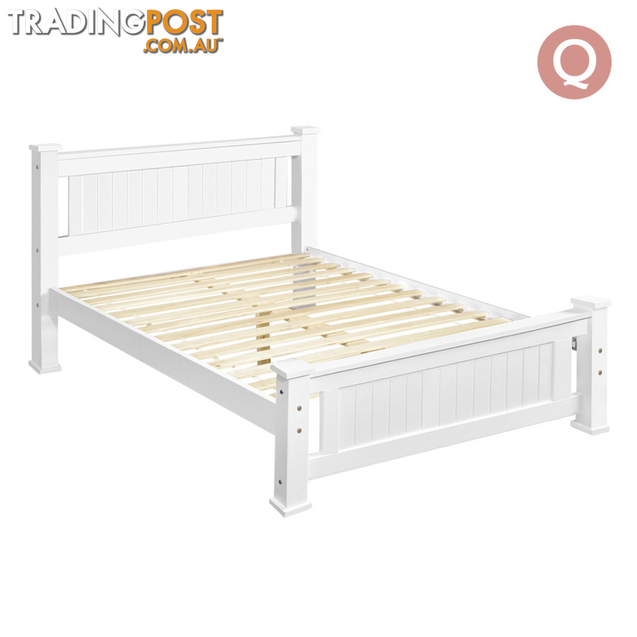 Wooden Bed Frame Pine Wood Single White