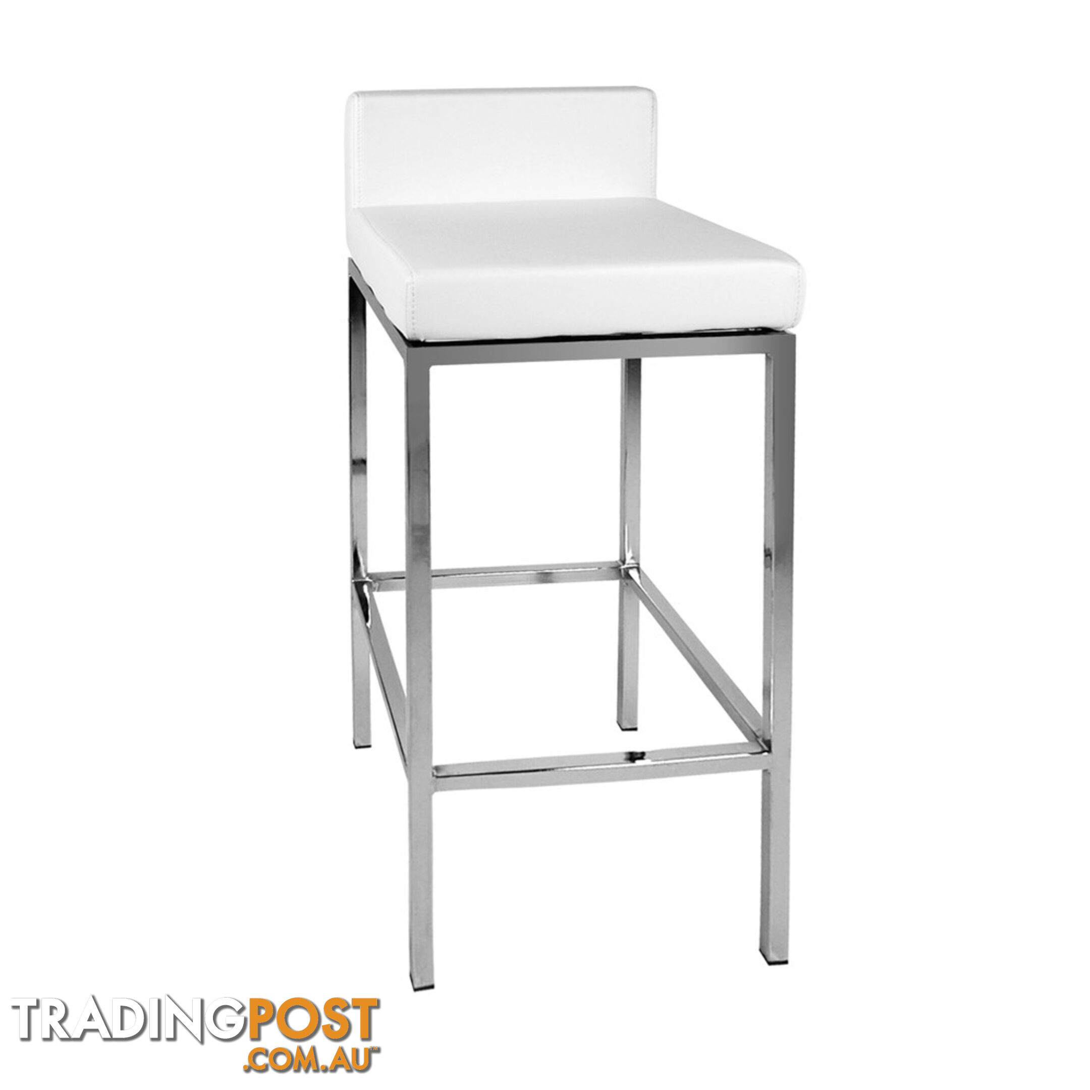 Set of 2 PU Leather Kitchen Bar Stool White