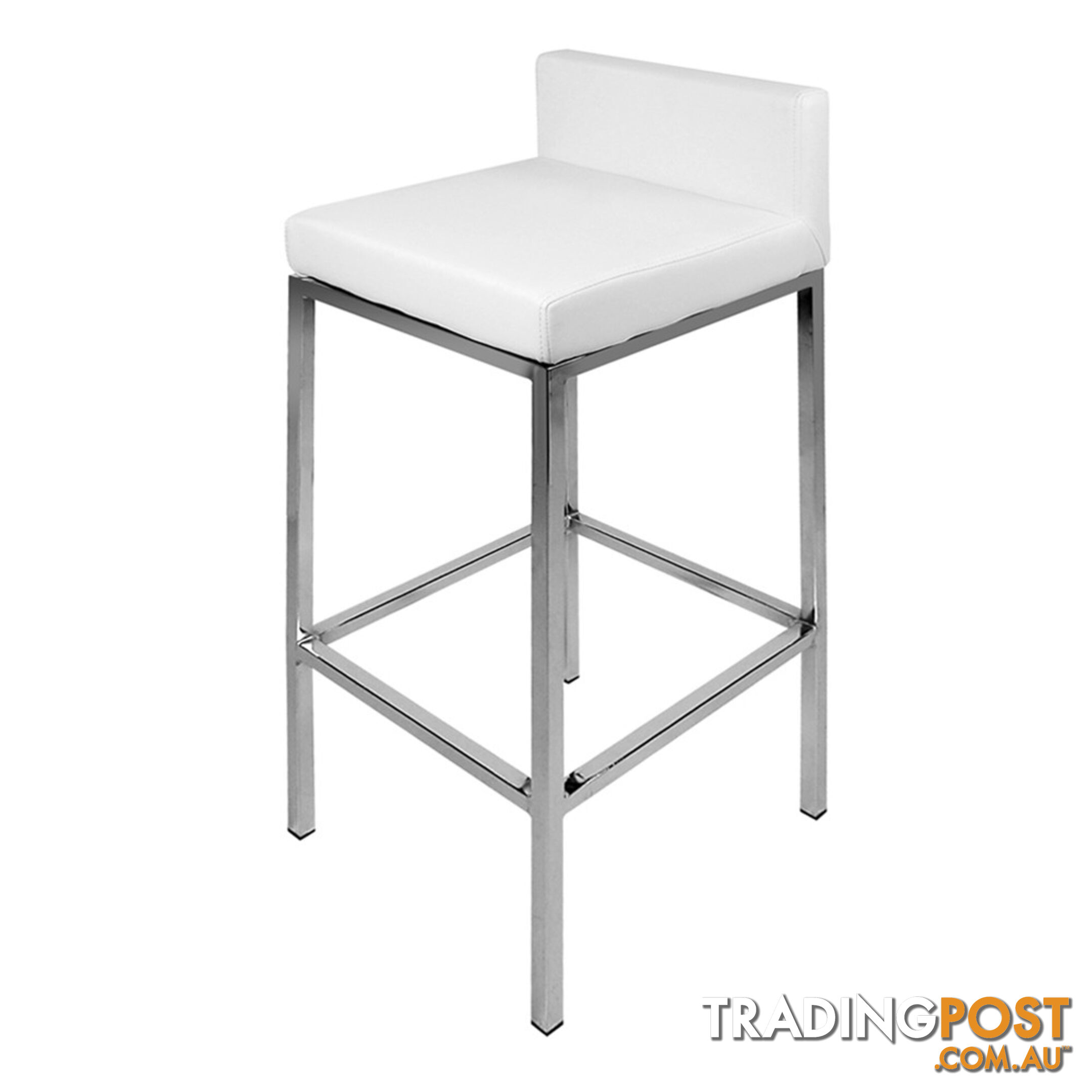 Set of 2 PU Leather Kitchen Bar Stool White