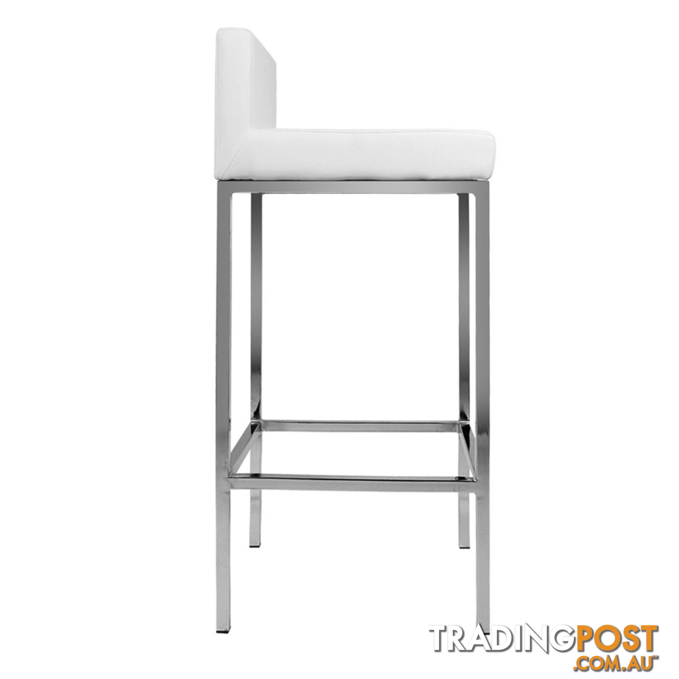 Set of 2 PU Leather Kitchen Bar Stool White