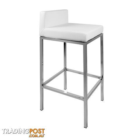 Set of 2 PU Leather Kitchen Bar Stool White