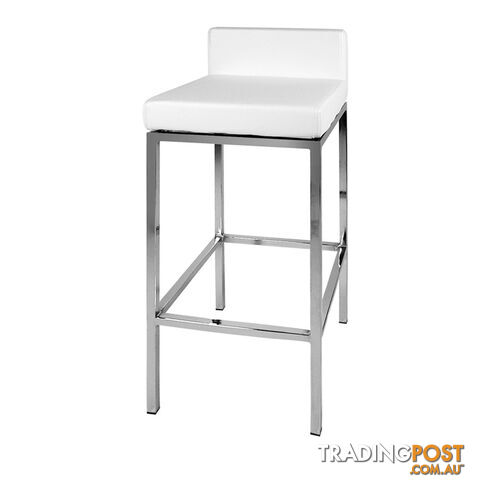 Set of 2 PU Leather Kitchen Bar Stool White