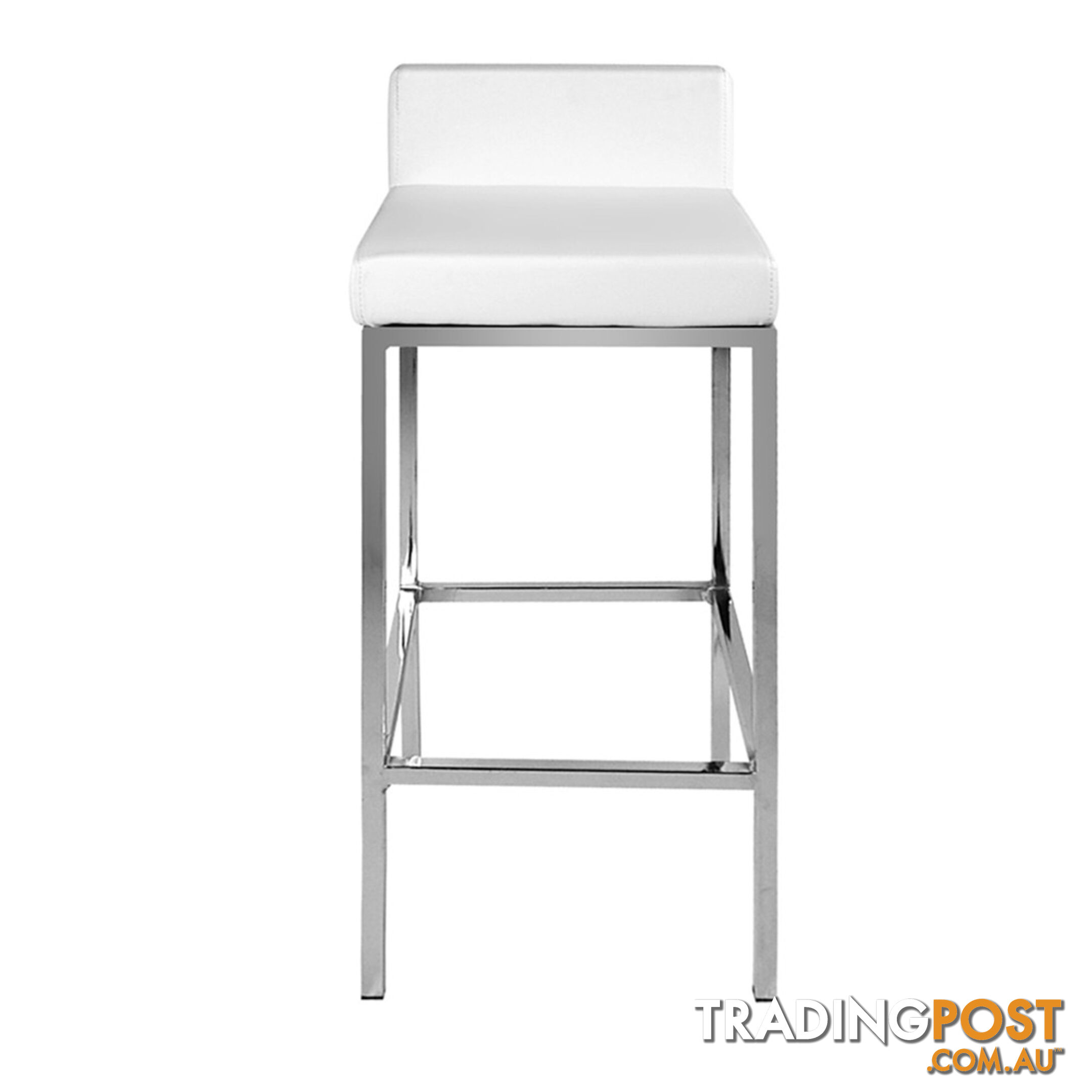 Set of 2 PU Leather Kitchen Bar Stool White