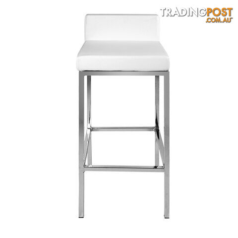 Set of 2 PU Leather Kitchen Bar Stool White