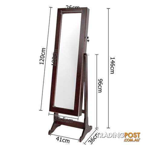 Mirror Jewellery Cabinet Storage 146cm Walnut - photo 2 of 8