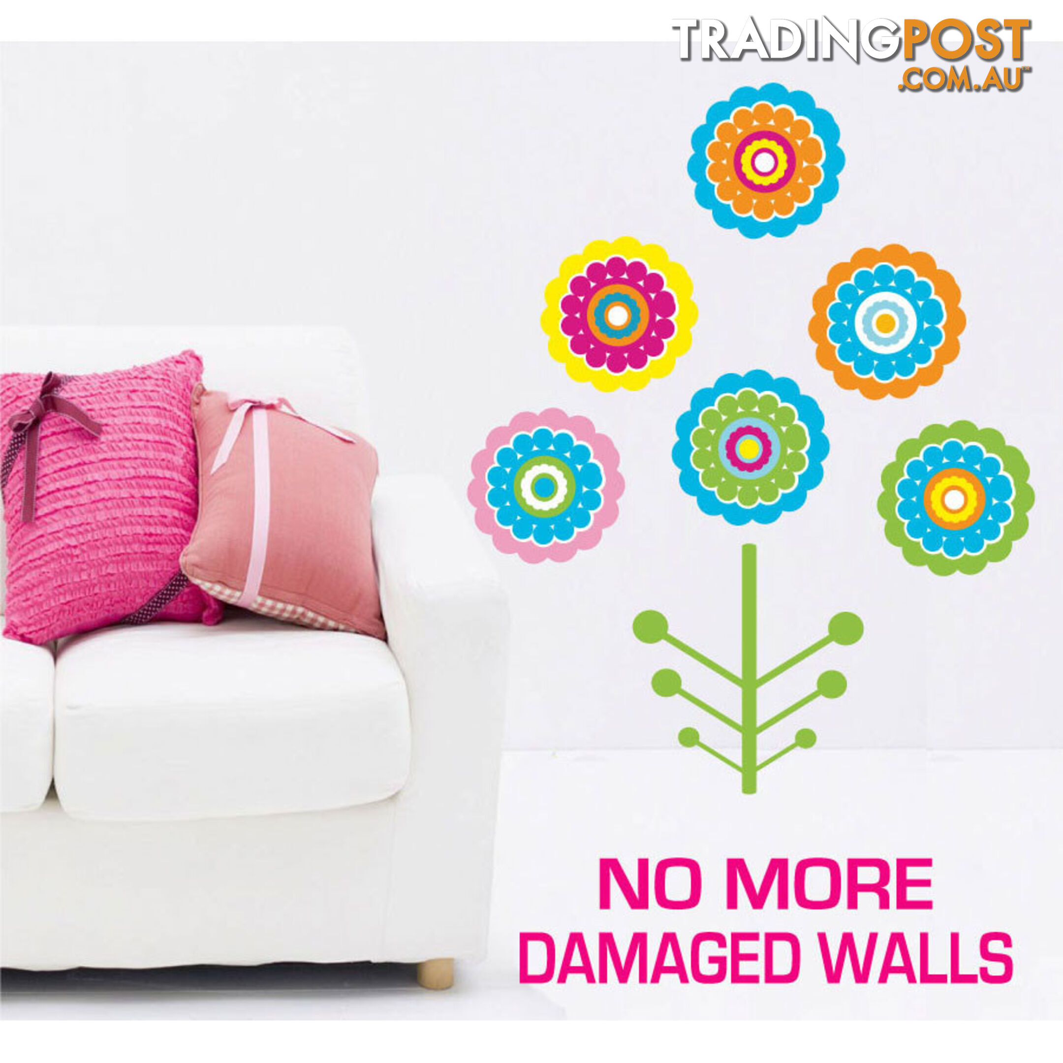 Medium Size Colourful Flower Tree Wall Stickers - Totally Movable