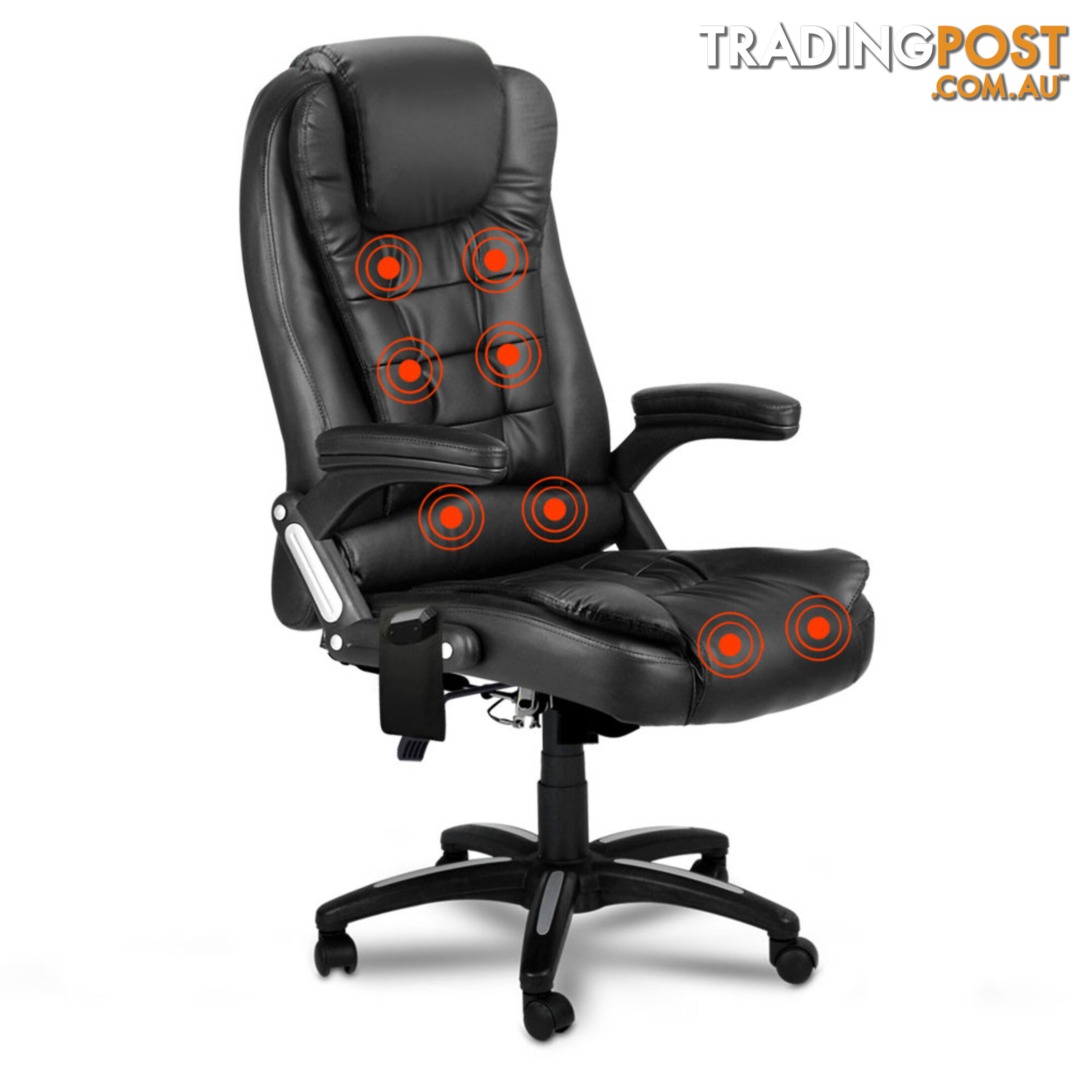 8 Point Massage Executive PU Leather Office Computer Chair Black