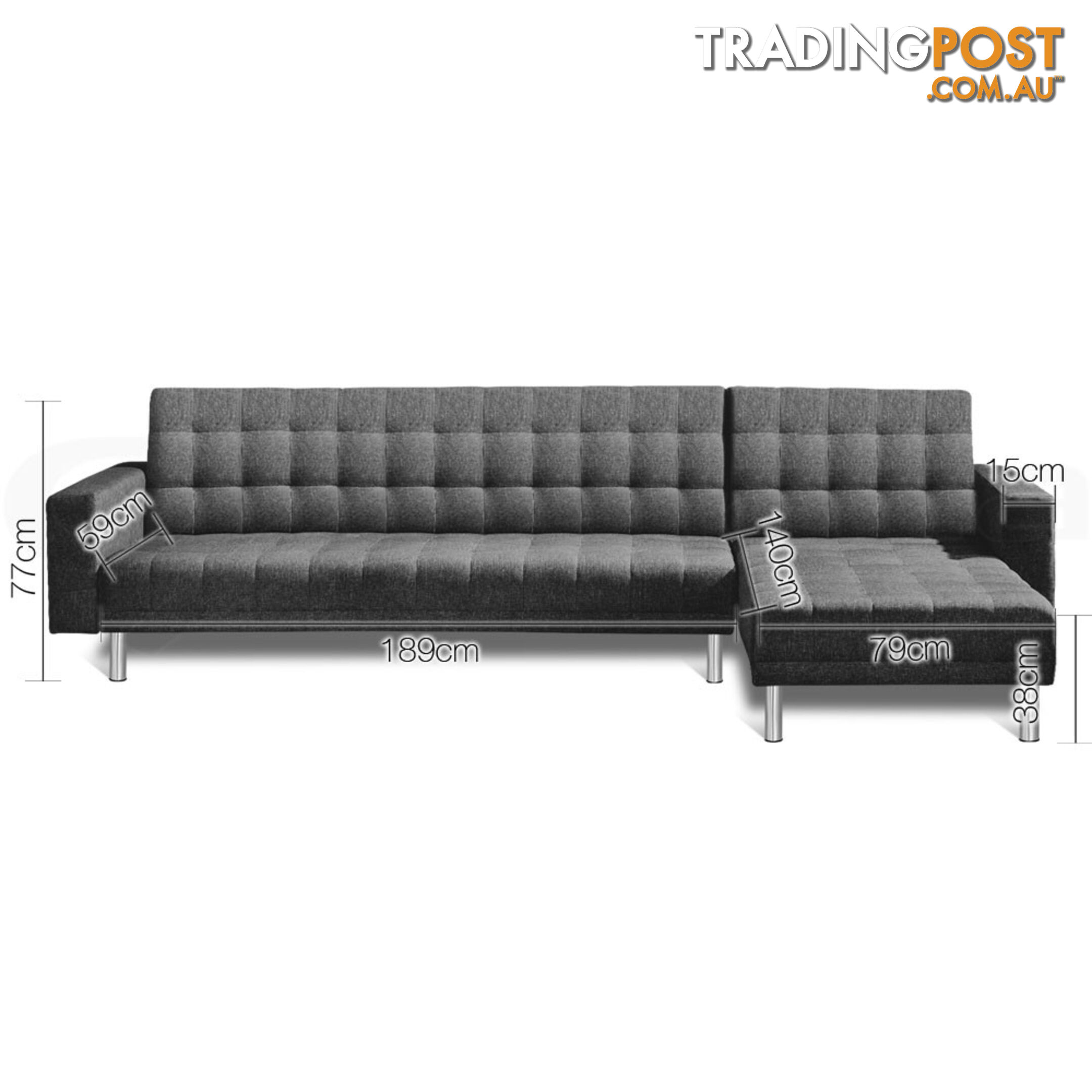 Faux Linen Sofa Bed 5 Seater