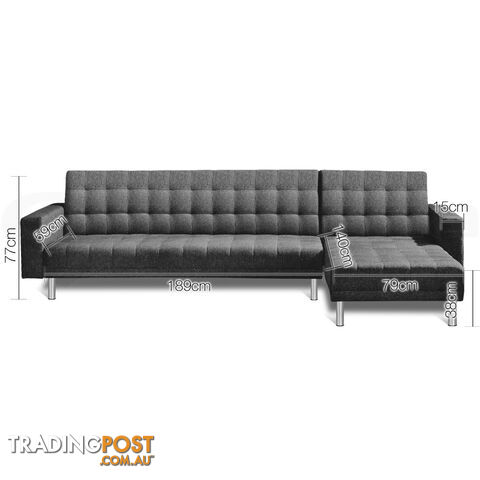Faux Linen Sofa Bed 5 Seater