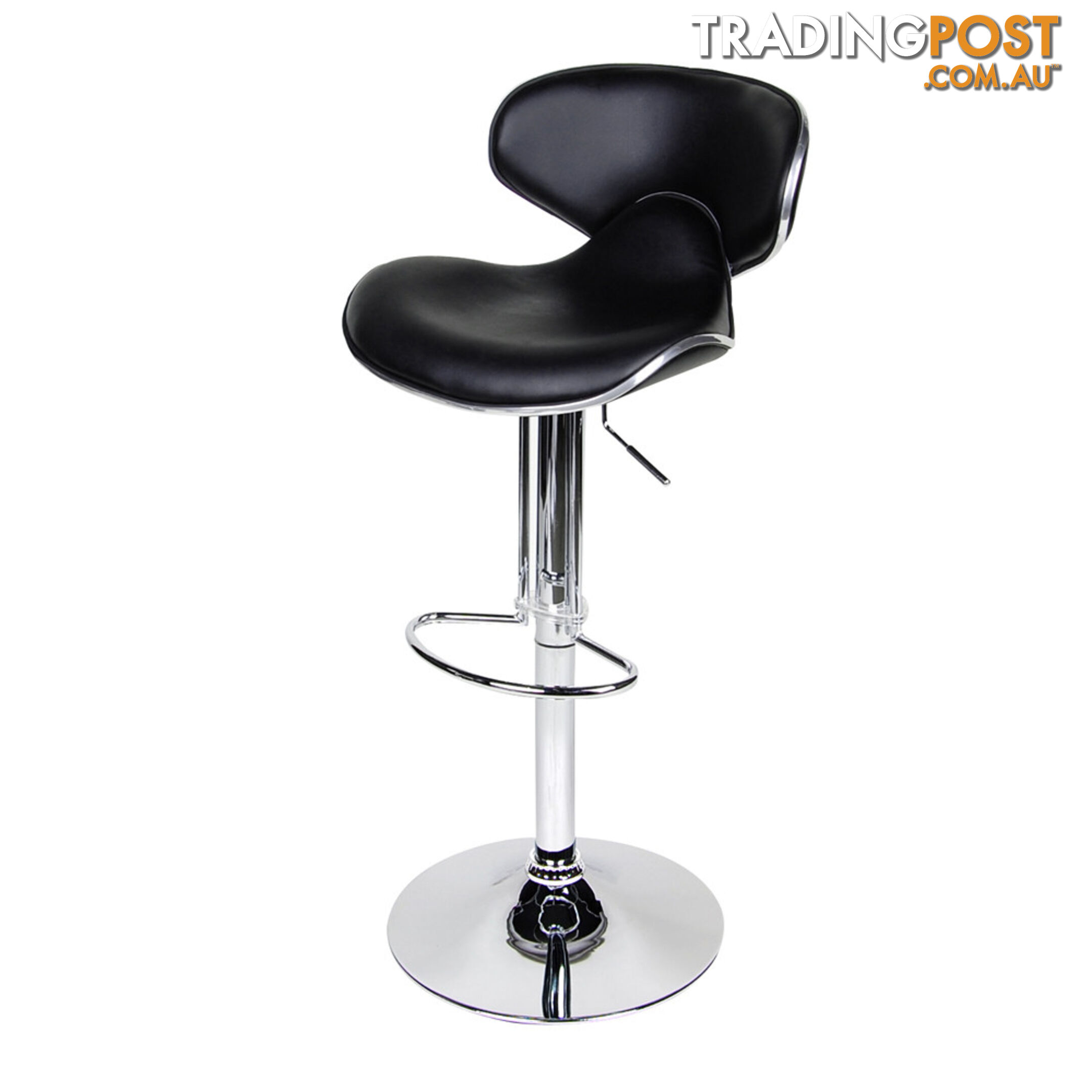 Set of 2 PU Leather Kitchen Bar Stool Charcoal