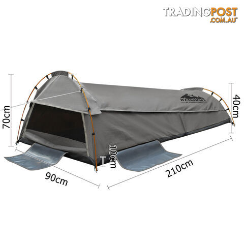 King Single Camping Canvas Swag Tent Grey with Air Pillow