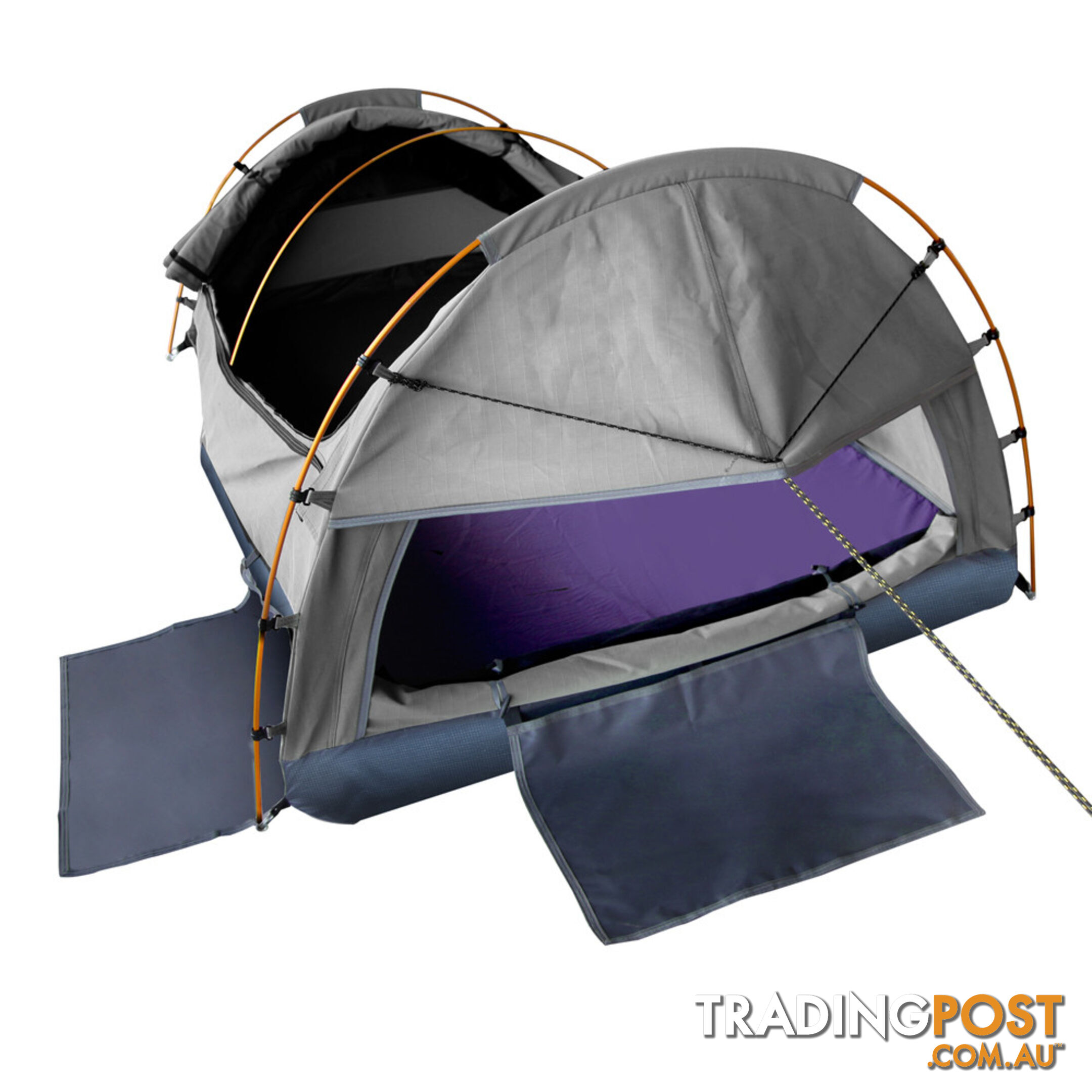 King Single Camping Canvas Swag Tent Grey with Air Pillow