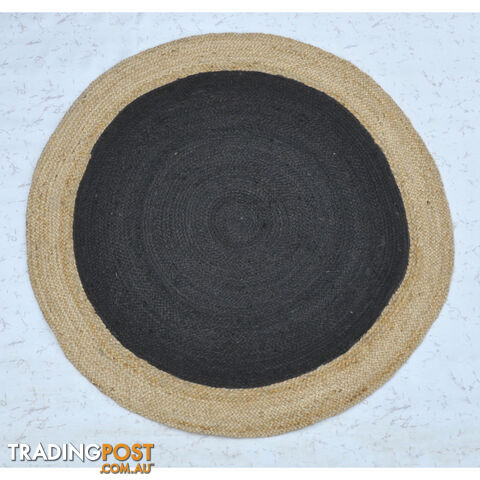 Jute Round Black Rug Black & Natural 200x200cm
