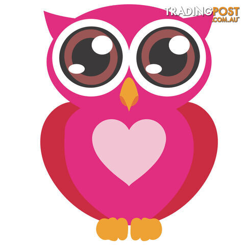 10 X Pink Owl with Big Eyes Wall Stickers - Totally Movable