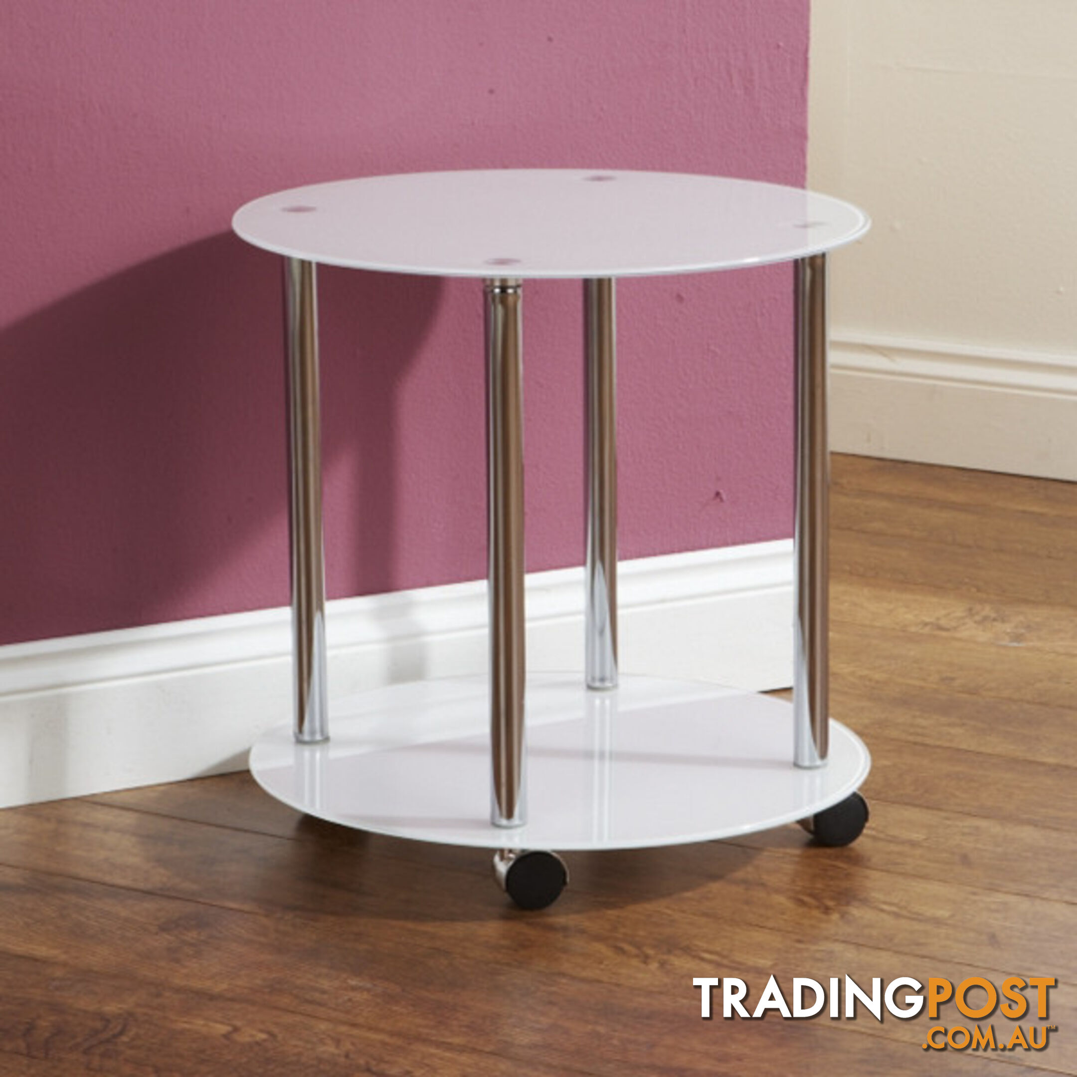 Amore Circular End Table White