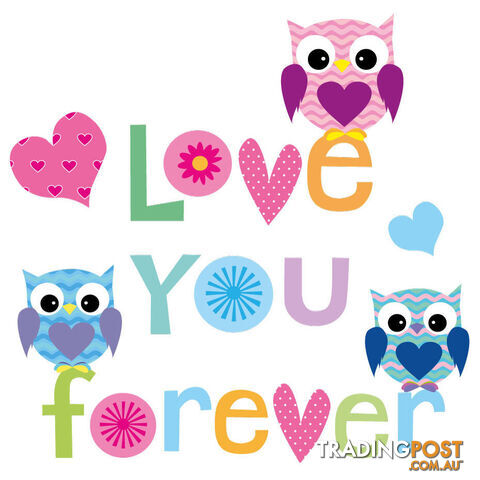 Extra Large Size Love Forever Owls Wall Sticker - Totally Movable