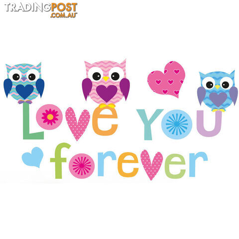 Extra Large Size Love Forever Owls Wall Sticker - Totally Movable