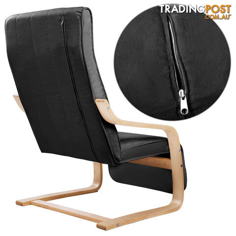 Birch Bentwood Adjustable Lounge Arm Chair w/ Fabric Cushion Black