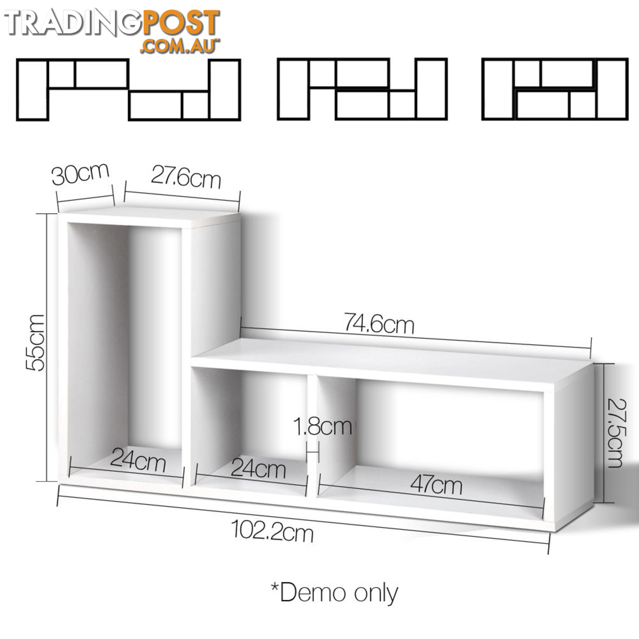 DIY L Shaped Display Shelf - White