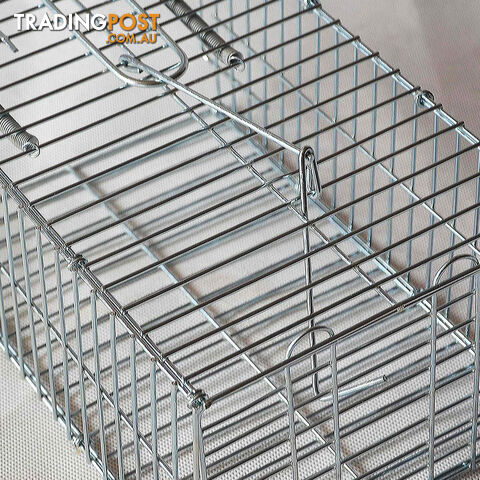 Set of 2 Humane Animal Trap Cage 66 x 23 x 25cm Silver