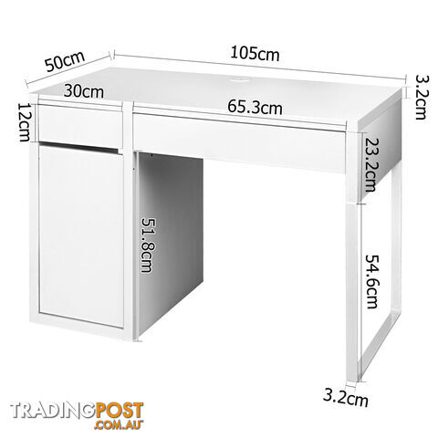 Office Study Computer Desk Cabinet White