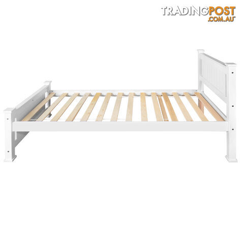 Wooden Bed Frame Pine Wood w/ Drawers Single White