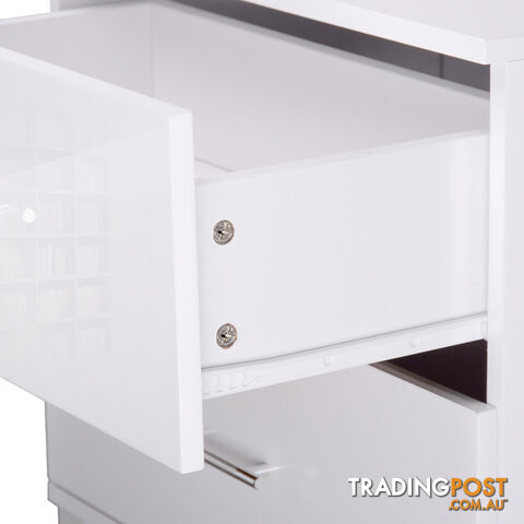 High Gloss Two Drawers Bedside Table Cabinet Lamp Unit White - photo 5 of 8