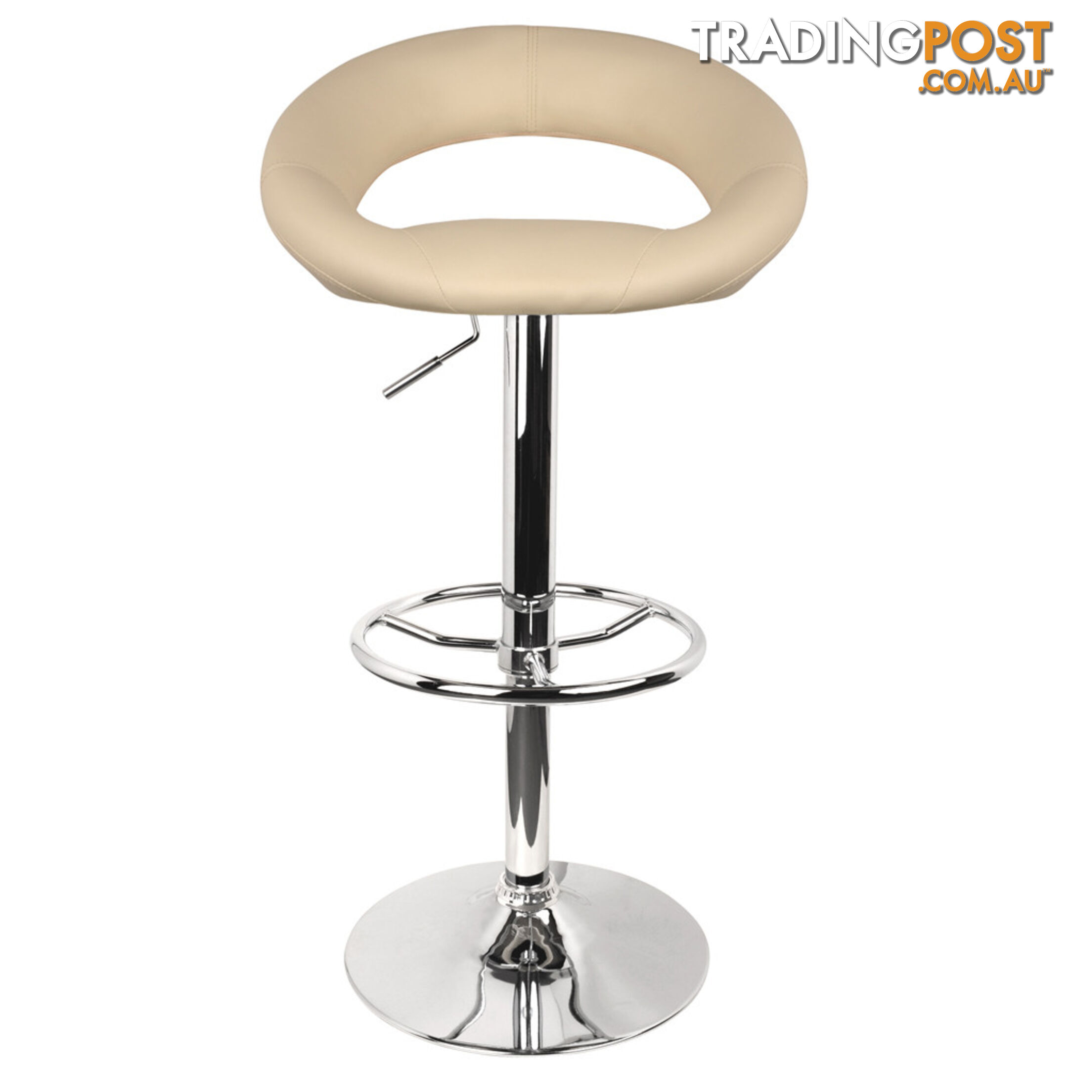 Set of 2 PU Leather Kitchen Bar Stool Beige