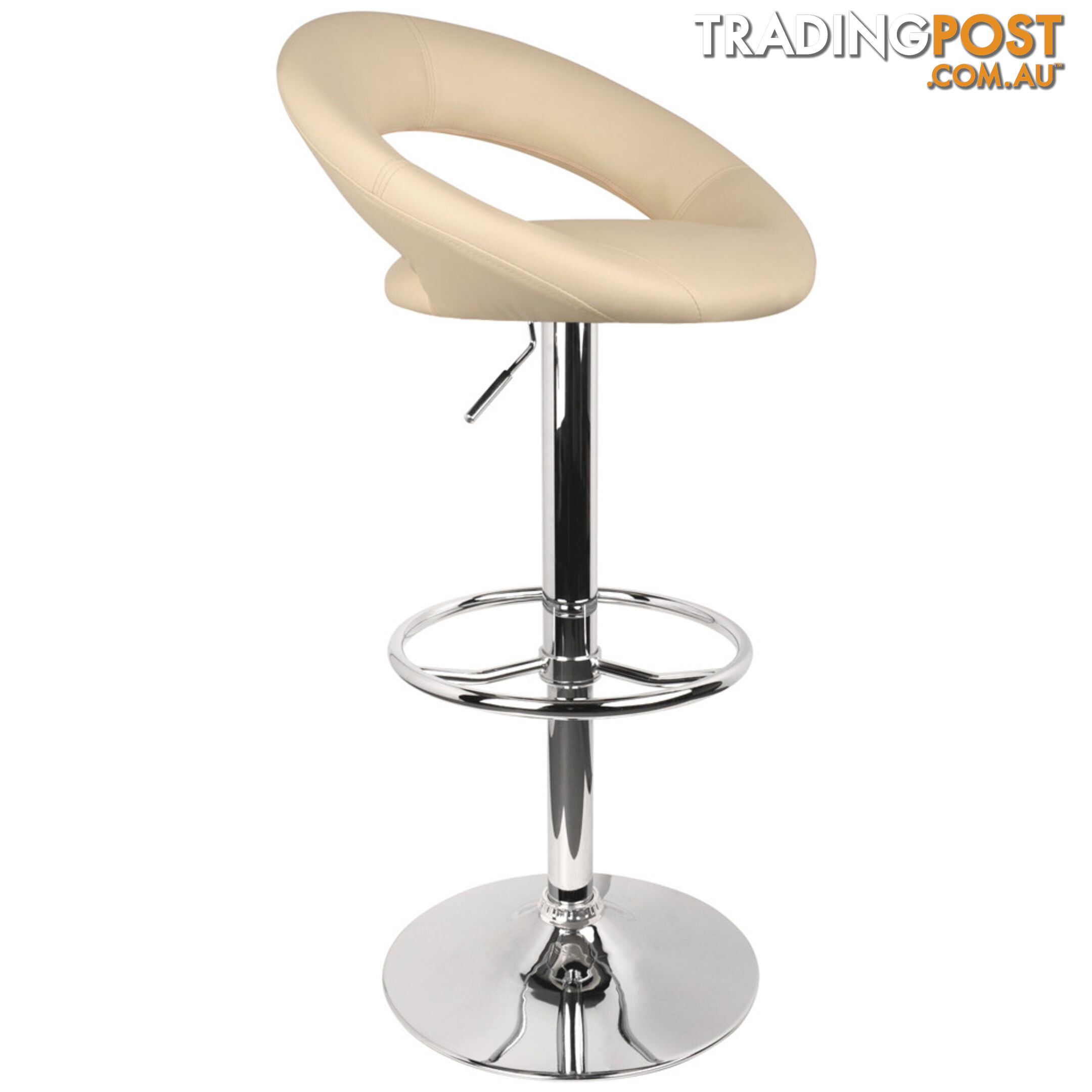 Set of 2 PU Leather Kitchen Bar Stool Beige