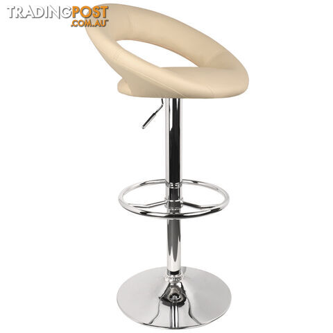 Set of 2 PU Leather Kitchen Bar Stool Beige