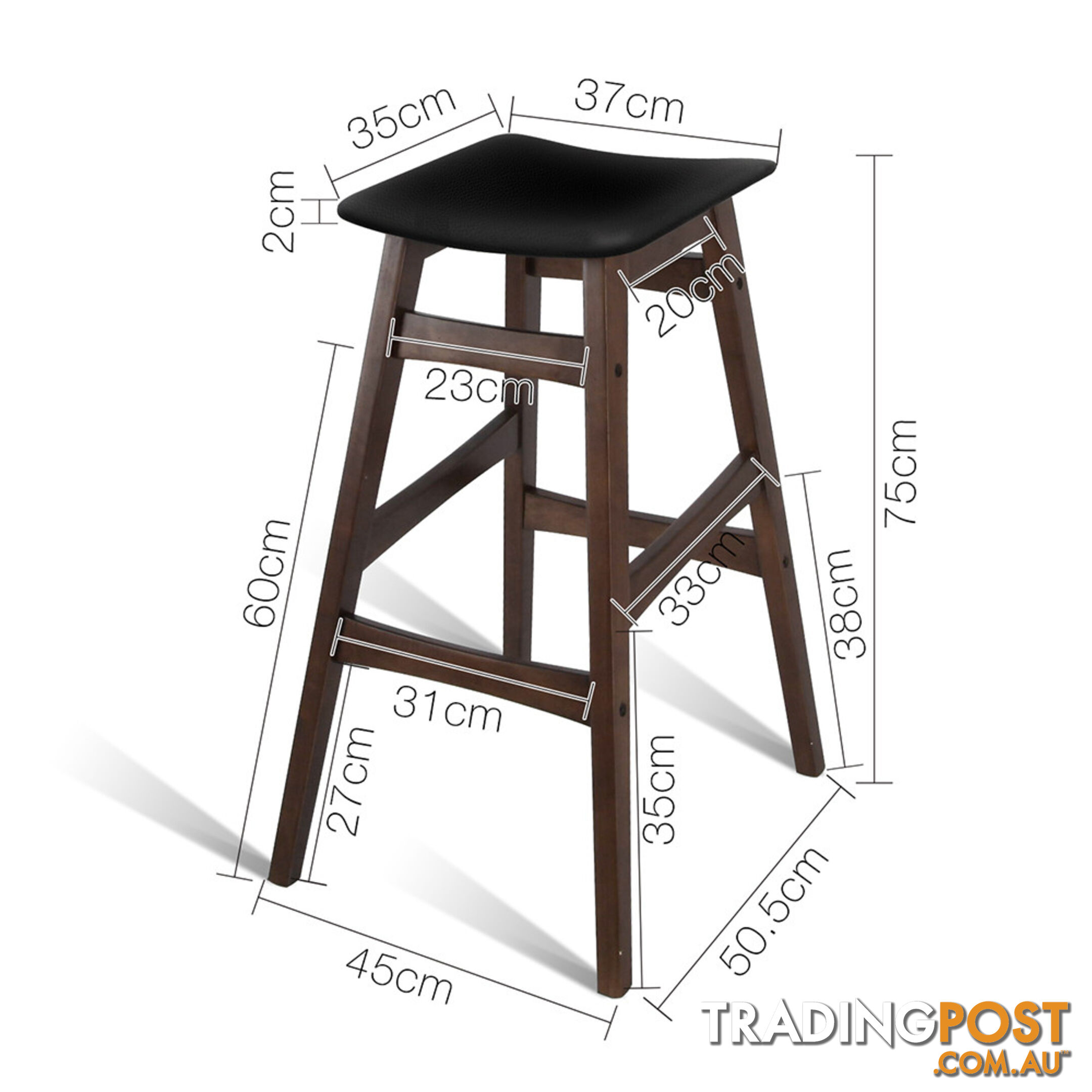 Sert of 2 Rubberwood Bar Stools - White