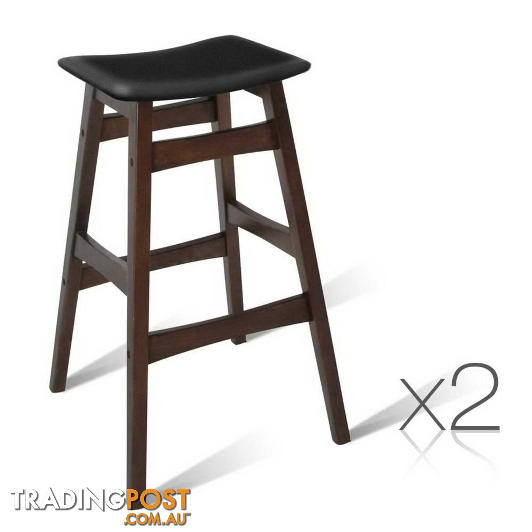 Sert of 2 Rubberwood Bar Stools - White