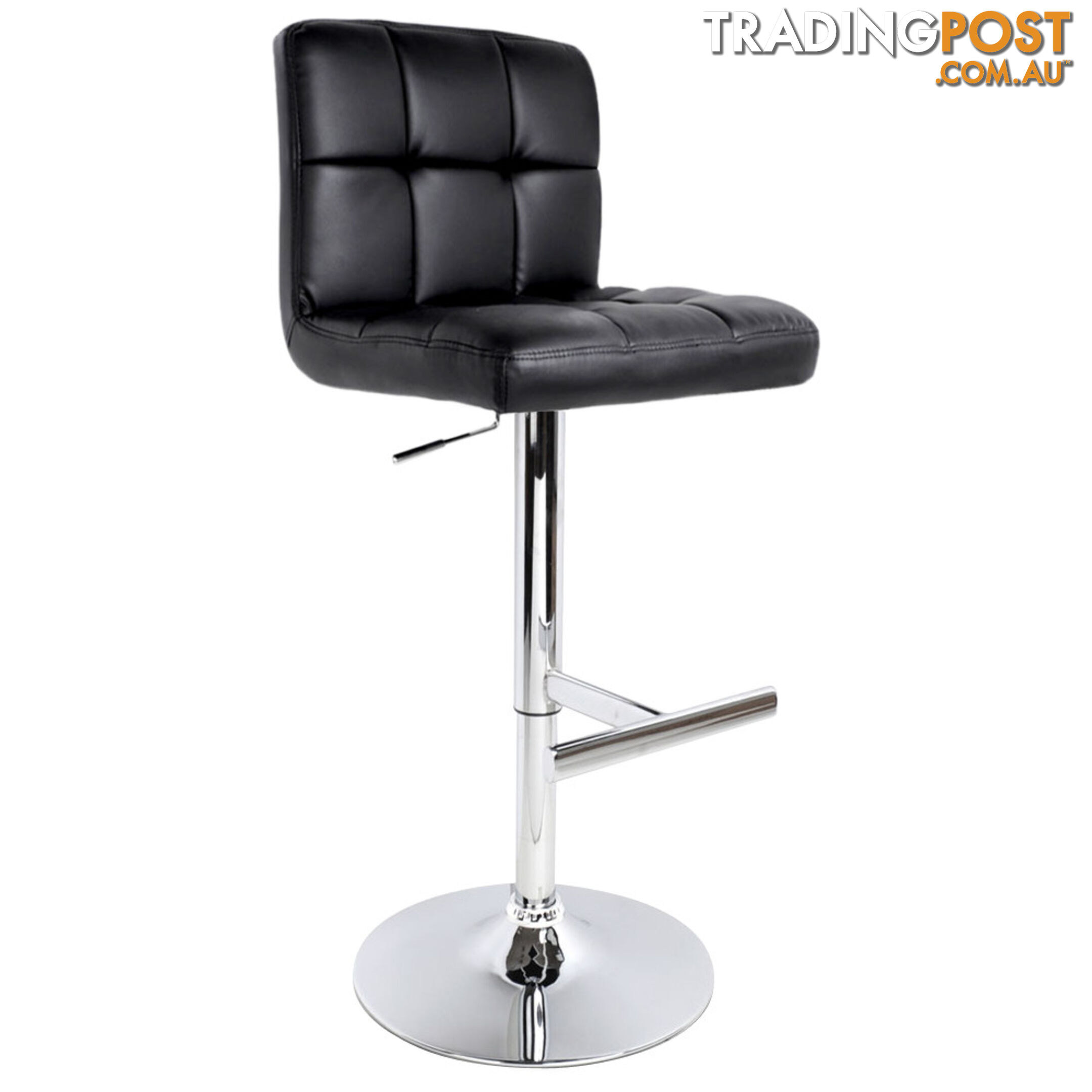 Set of 2 PU Leather Kitchen Bar Stool Black