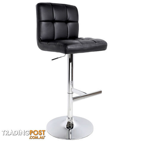 Set of 2 PU Leather Kitchen Bar Stool Black