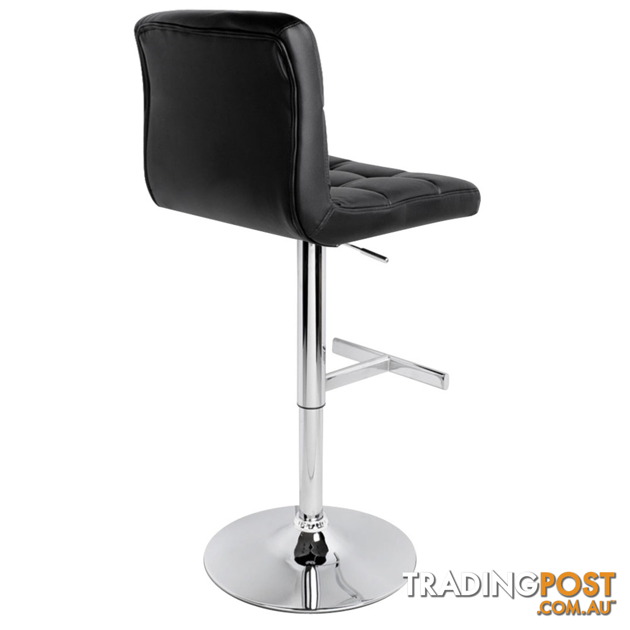 Set of 2 PU Leather Kitchen Bar Stool Black