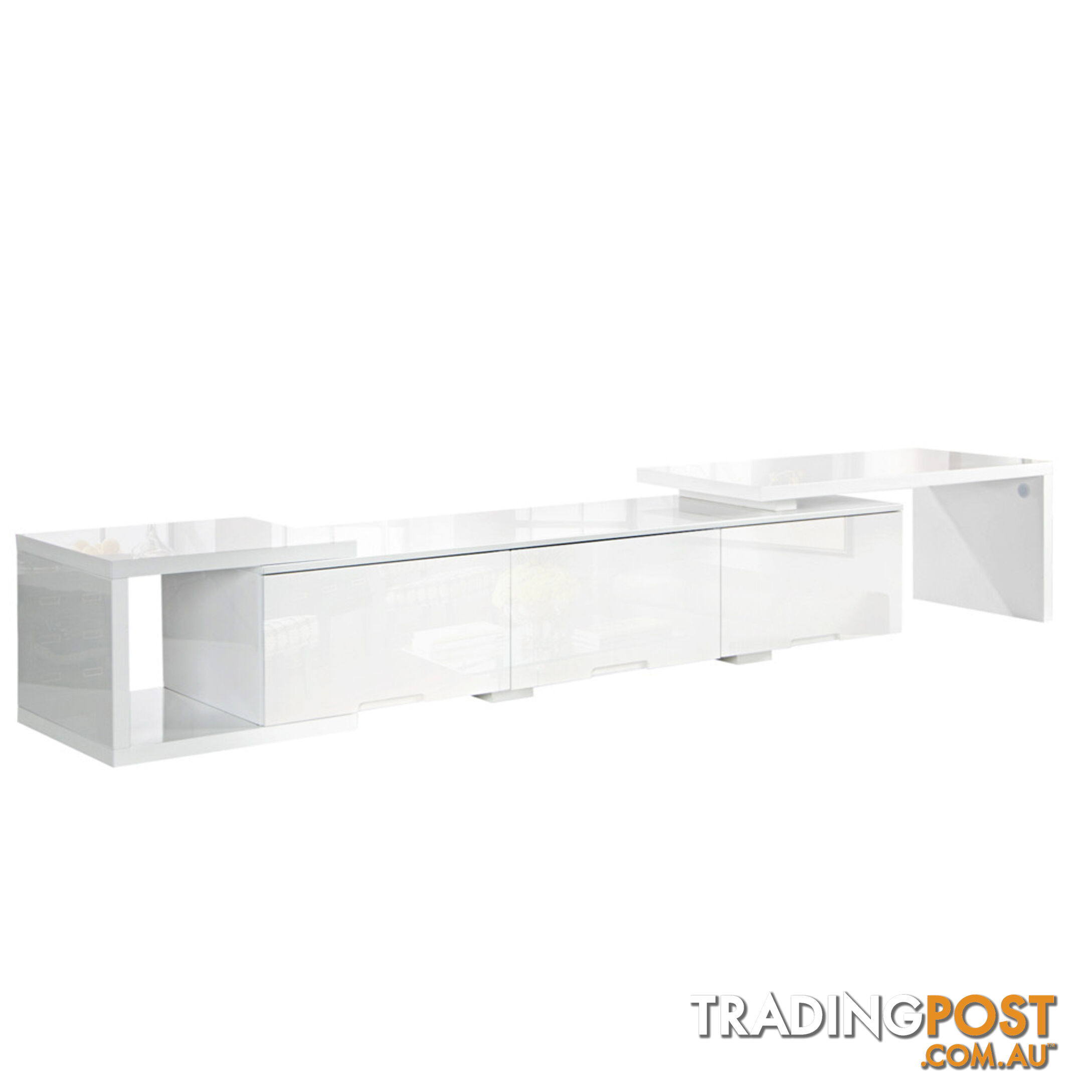 High Gloss Adjustable TV Stand Entertainment Unit 290 cm White