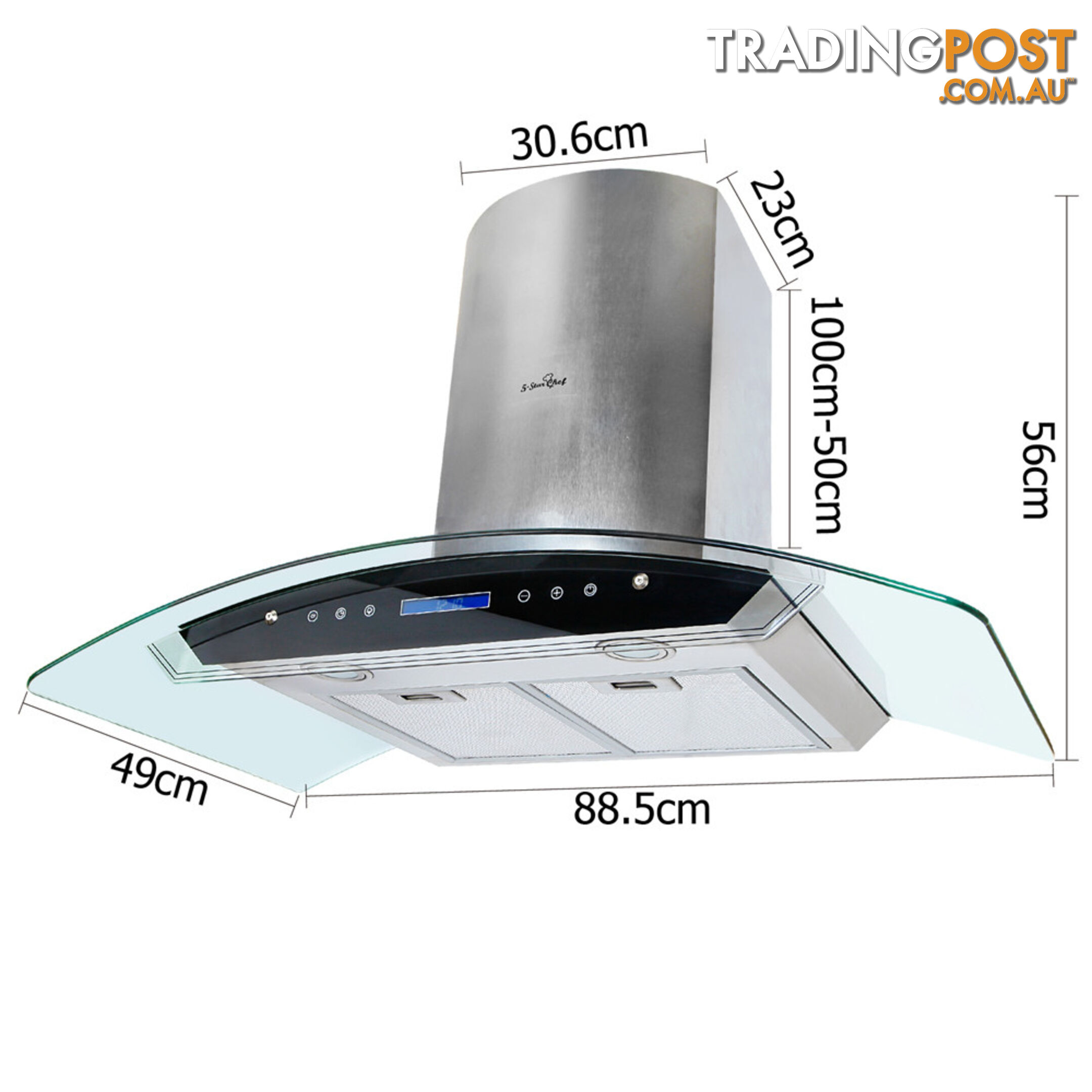 5 Star Chef 3 Fan Speed Rangehood 90cm