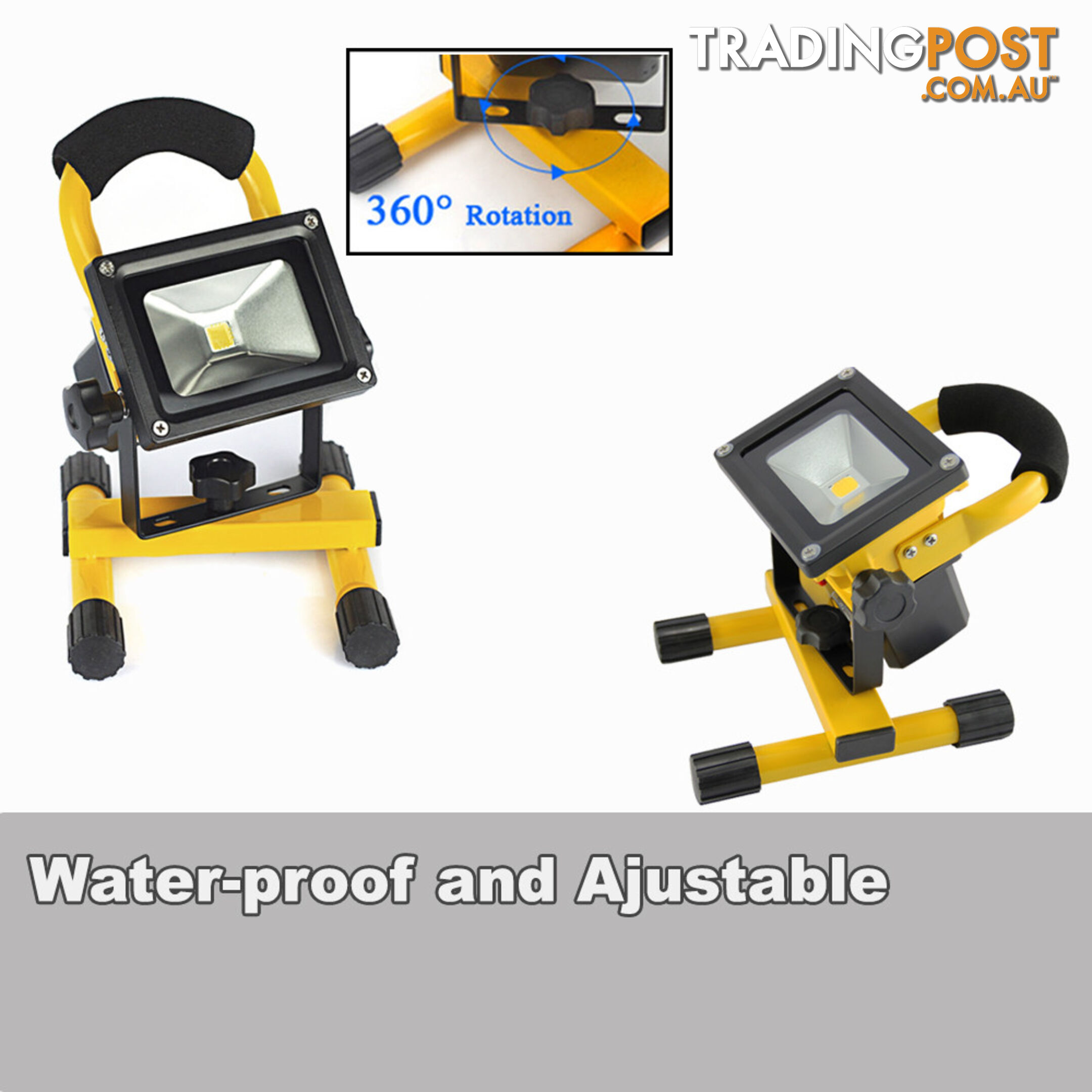 10W PORTABLE LED WORK LIGHT RECHARGEABLE FLOOD LIGHT LAMP CAMPING YELLOW