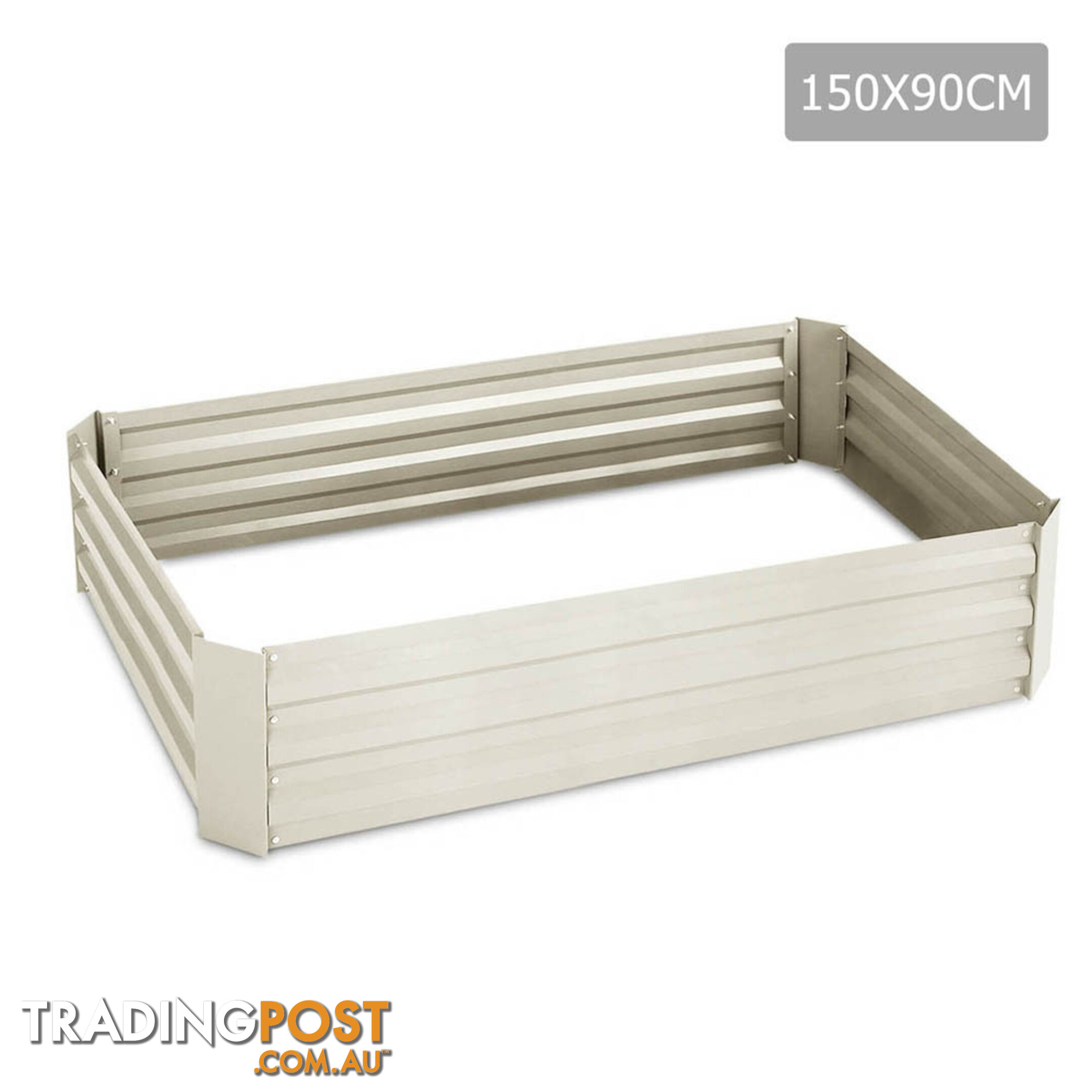 Galvanised Raised Garden Bed - 150 x 90 x 30cm - Cream