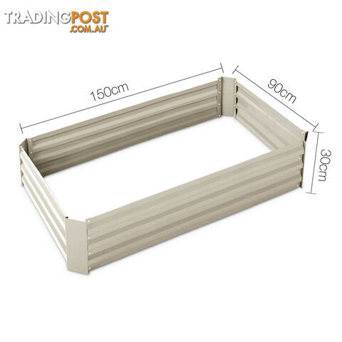 Galvanised Raised Garden Bed - 150 x 90 x 30cm - Cream