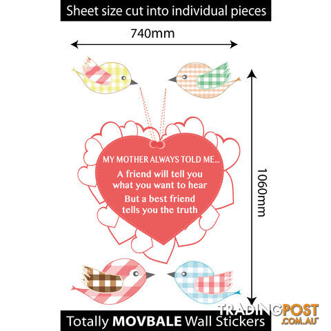 Extra Large Size My Mother Told Me Wall Sticker Quotes - Totally Movable